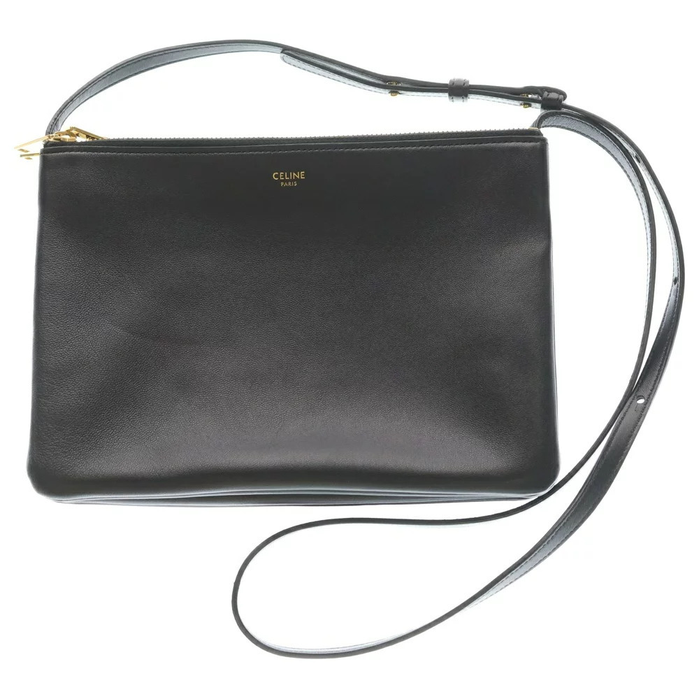 CELINE Trio Shoulder Bag Black Leather